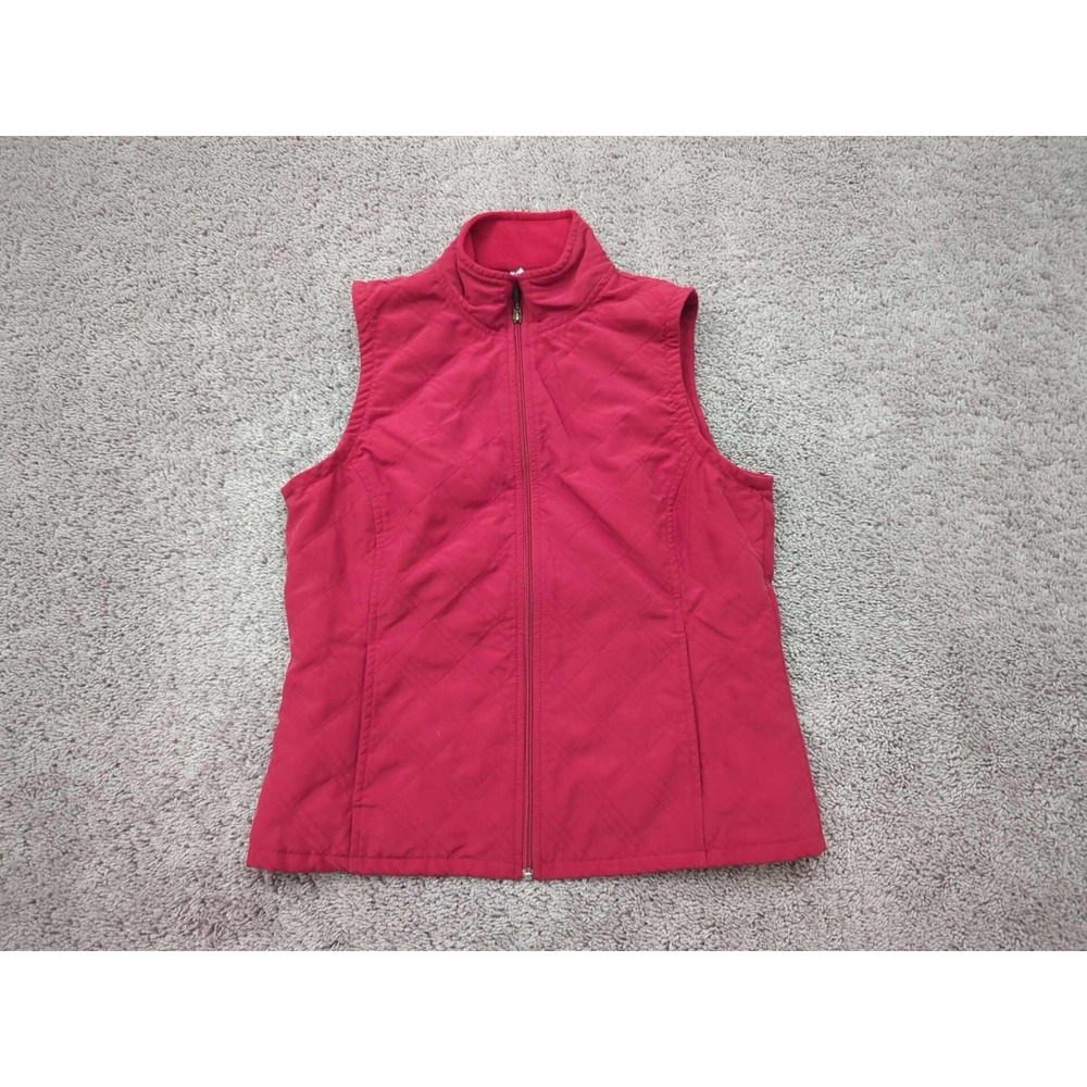 Columbia Sportswear Vest Womens Small Red Full Zip Logo Quilted Poly Outdoor